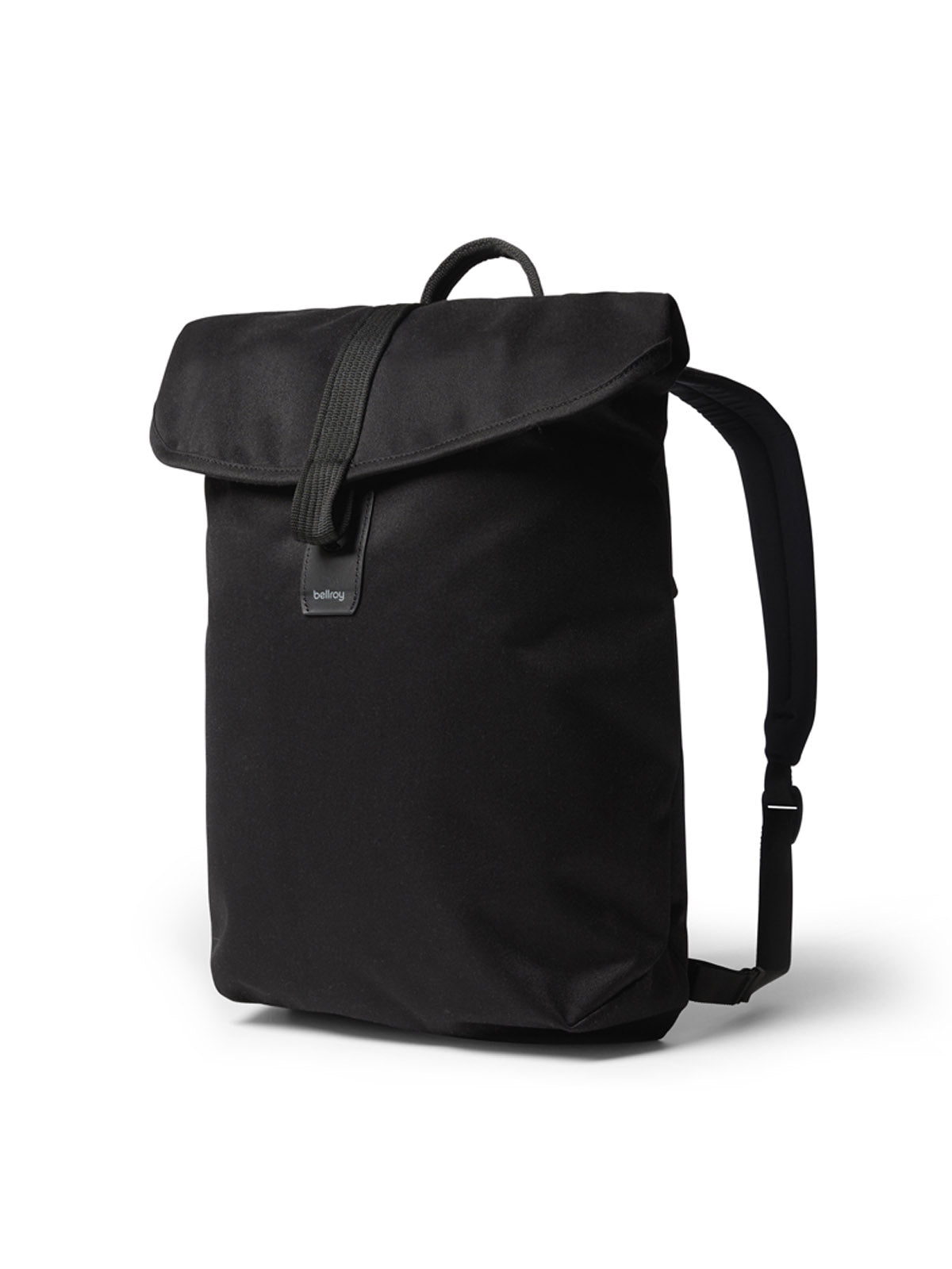 The Bellroy Oslo Backpack is a sleek black minimalist bag with a top flap closure, adjustable shoulder straps, a front Bellroy tag, and a slim design perfect for carrying your laptop and essentials in style.
