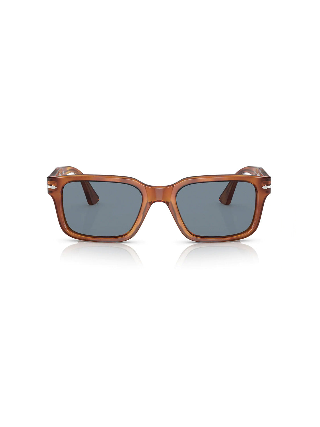 The Persol - PO3272 sunglasses from Persol are brown, with a rectangular D-frame silhouette and dark lenses, shown on a white background.
