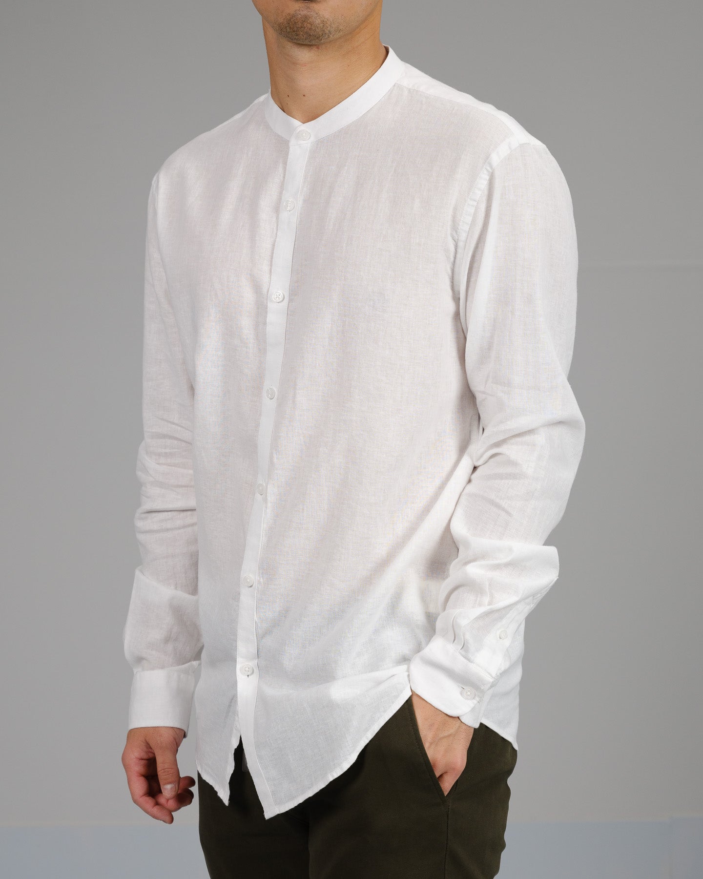 Nehru Linen Cotton Mandarin Collar Shirt