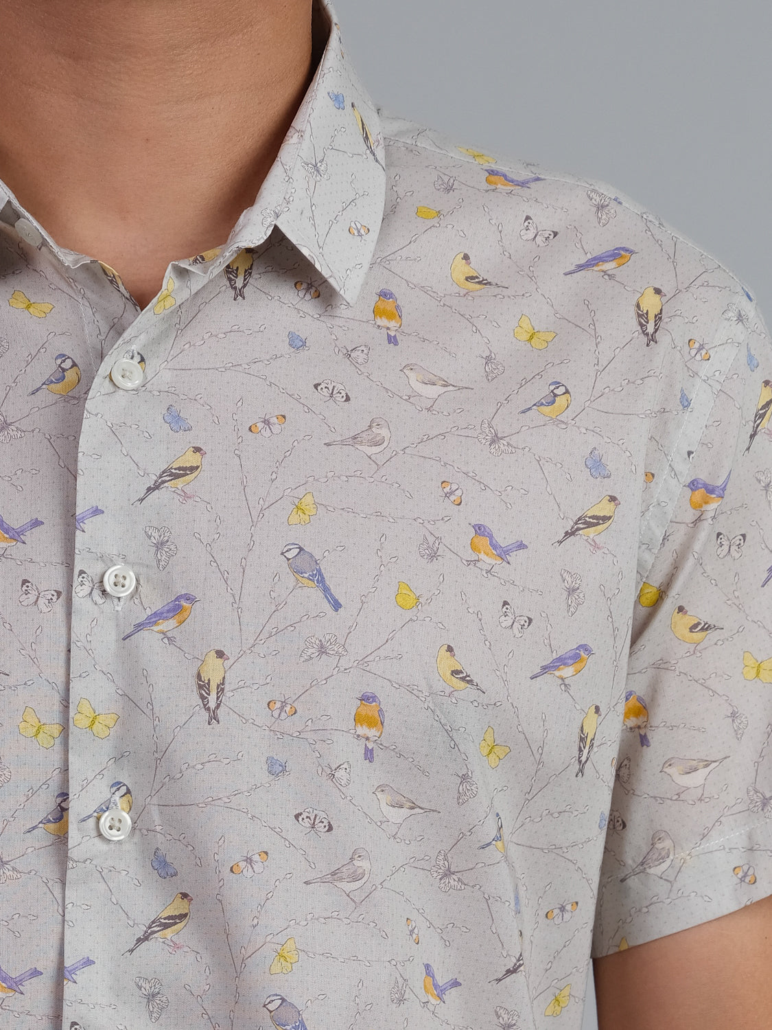 Birds Short Sleeve 100% Cotton Printed Shirt