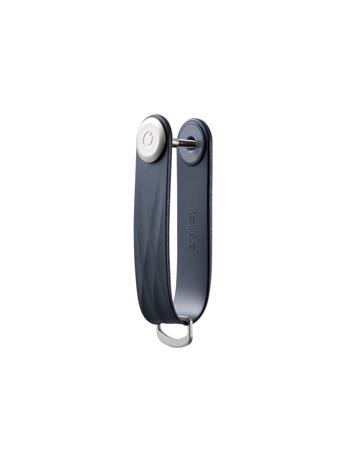The Orbitkeys Key Organizer Rubber Active is a navy blue, durable key holder with a metal button and loop, designed to keep multiple keys compact, stylish, and silent.