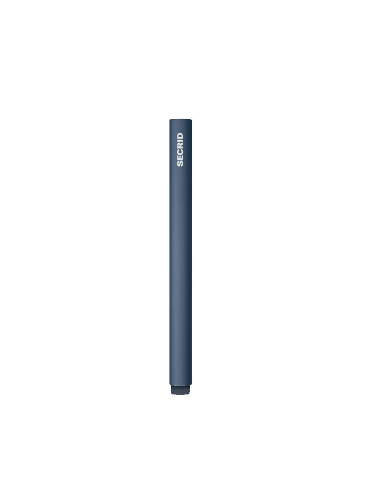 The Secrid Cardprotector Minimal Wallet is a slim, cylindrical dark blue wallet with "SECRID" in white near the top, shown on a white background. It's RFID safe and ideal for everyday minimalist use.