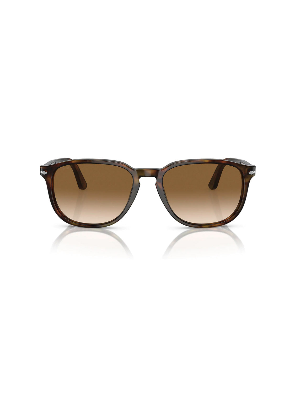 Persols PO3019 brown gradient sunglasses boast a sleek, square style with a rectangular acetate frame and subtle tortoiseshell arms. Enhanced by the Meflecto system for comfort, these sunglasses combine design and function seamlessly.