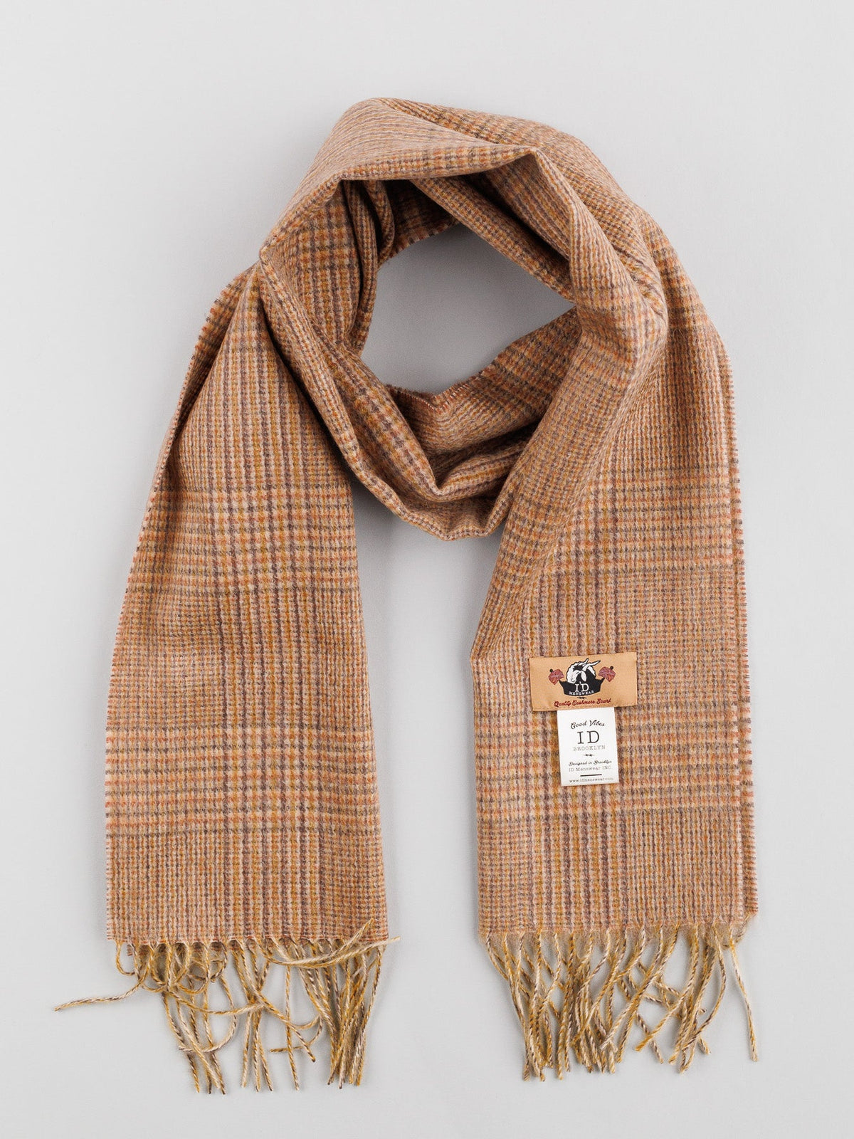 Cashmere Plaid Scarf with Fringes