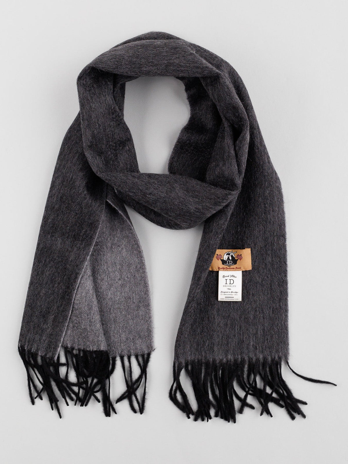 Cashmere Two Tone Scarf with Self-Fringed Ends