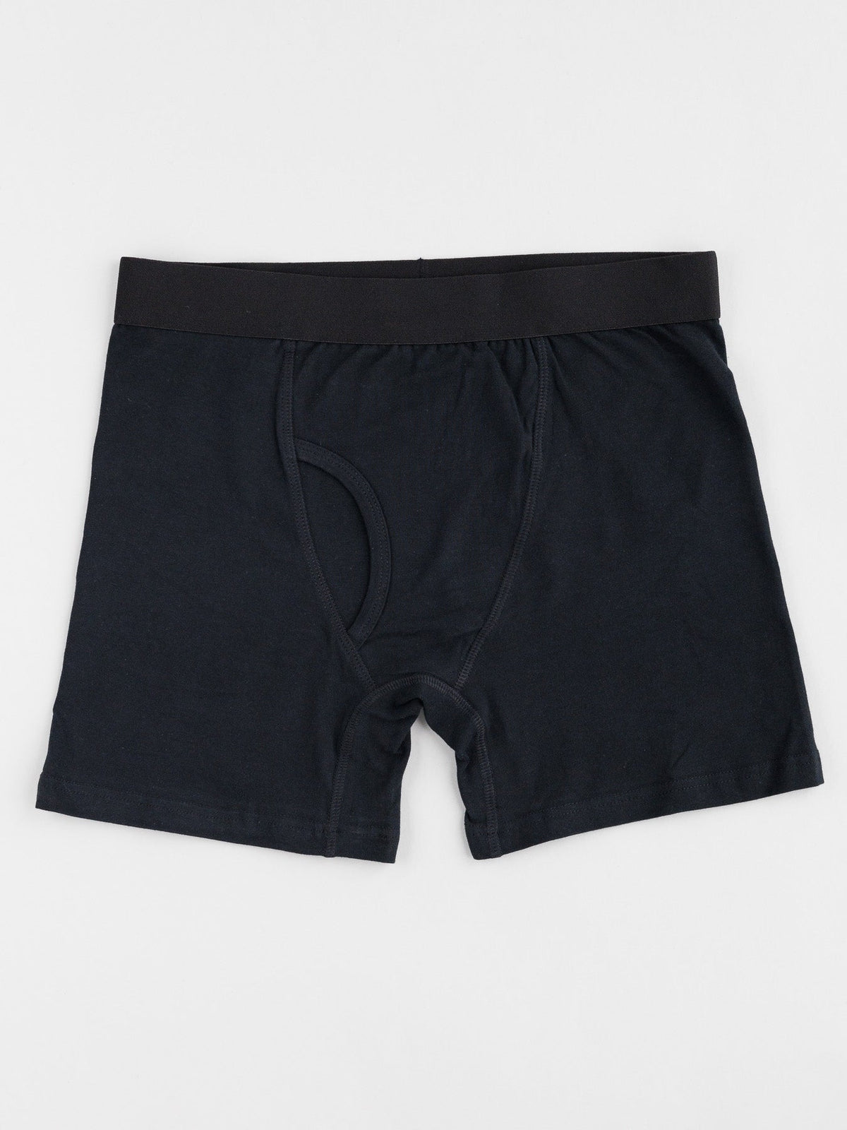 ID Menswears ID Organic Cotton Boxer Briefs 3 Pack offers black boxer briefs with a soft waistband and front fly, crafted from organic cotton for slight stretch. These everyday essentials blend comfort and style, photographed flat on a plain white background.