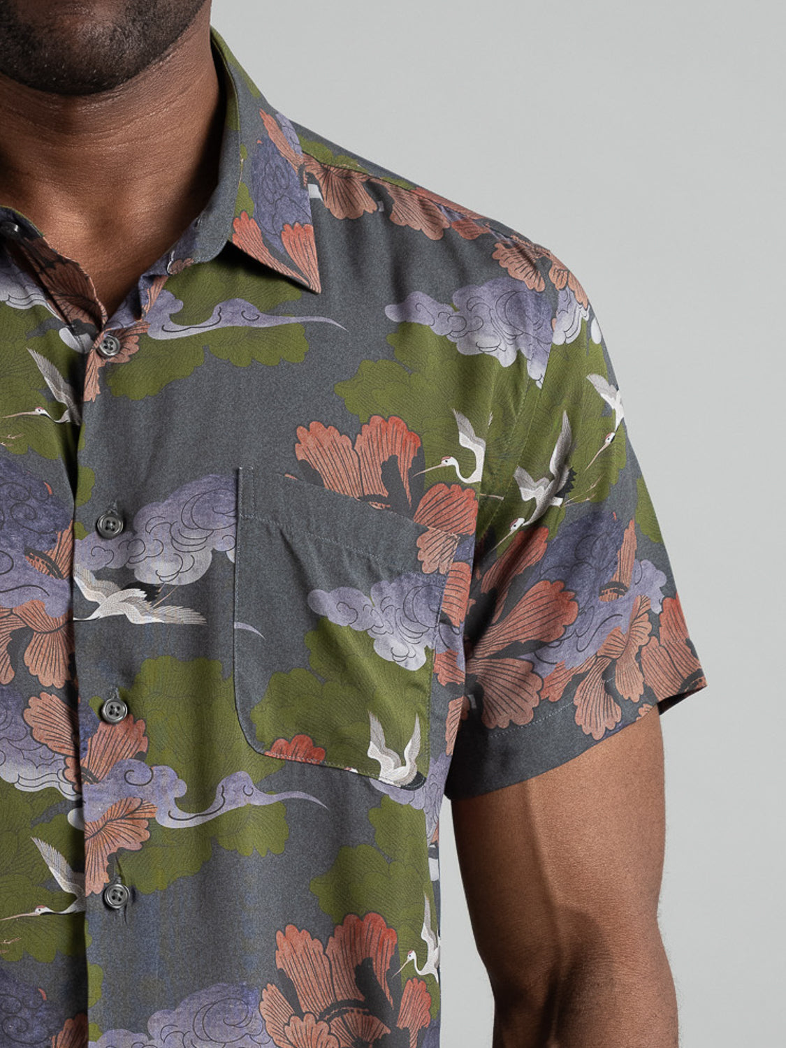 Crane Short Sleeve Printed Rayon Shirt