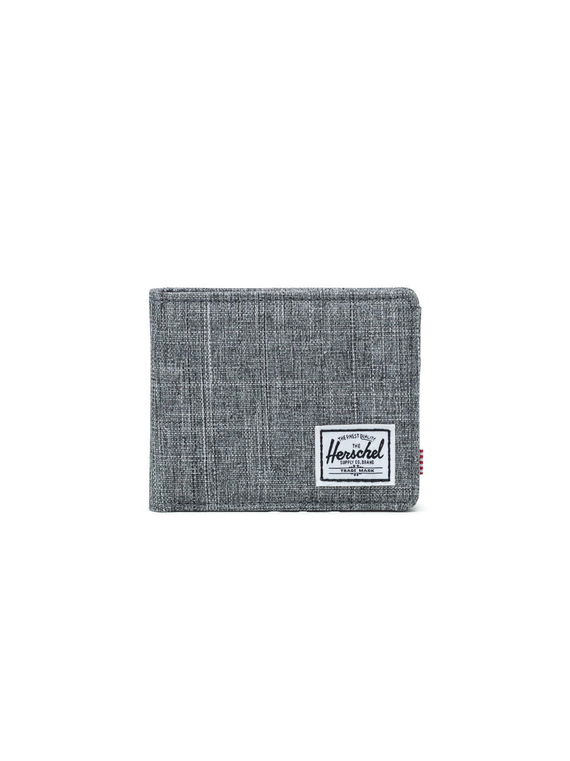 The Roy Classic Folded Wallet by Herschel is gray with multiple card slots and features a white Herschel label on the front, shown against a plain white background.