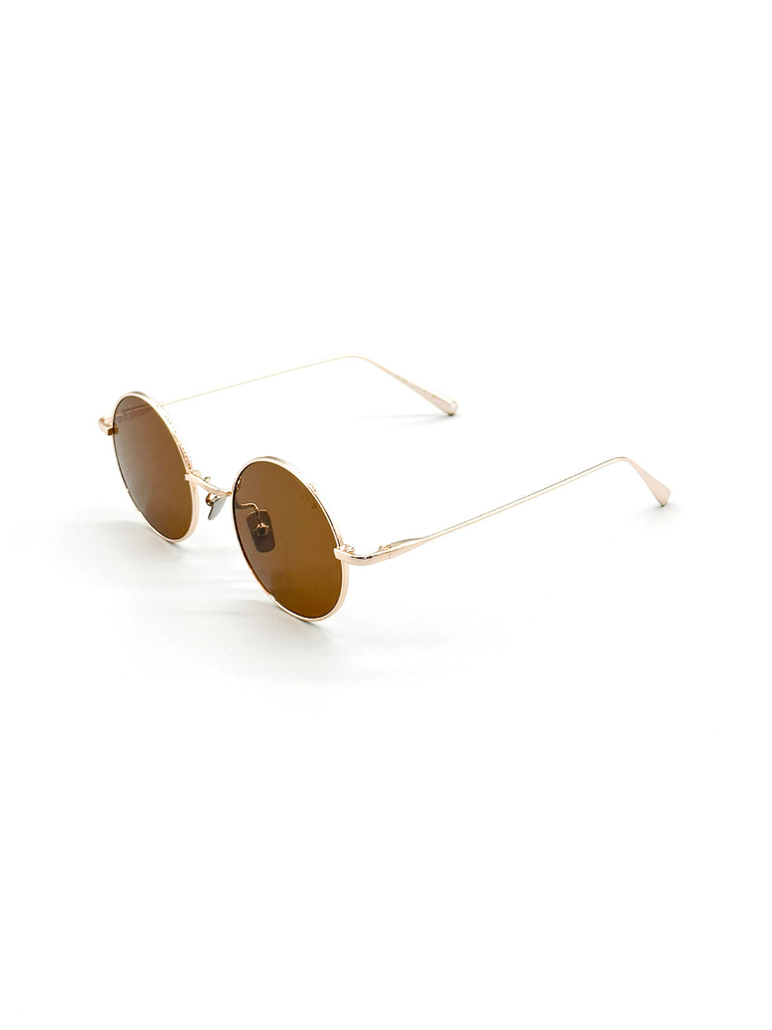 M426B ID Polarized Sunglasses by ID Menswear with gold wire frames and polarized brown lenses offering UV400 protection, set against a plain white background.