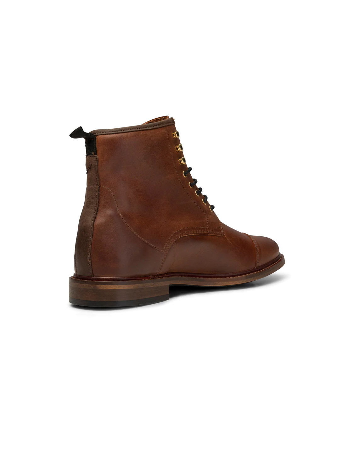 Handcrafted in Portugal from LWG certified leather, the Curtis Lace-Up Leather Boots by Shoe The Bear feature a brown lace-up front, side zipper, dark brown heel, contrasting sole, and a pull tab at the back for easy wear.