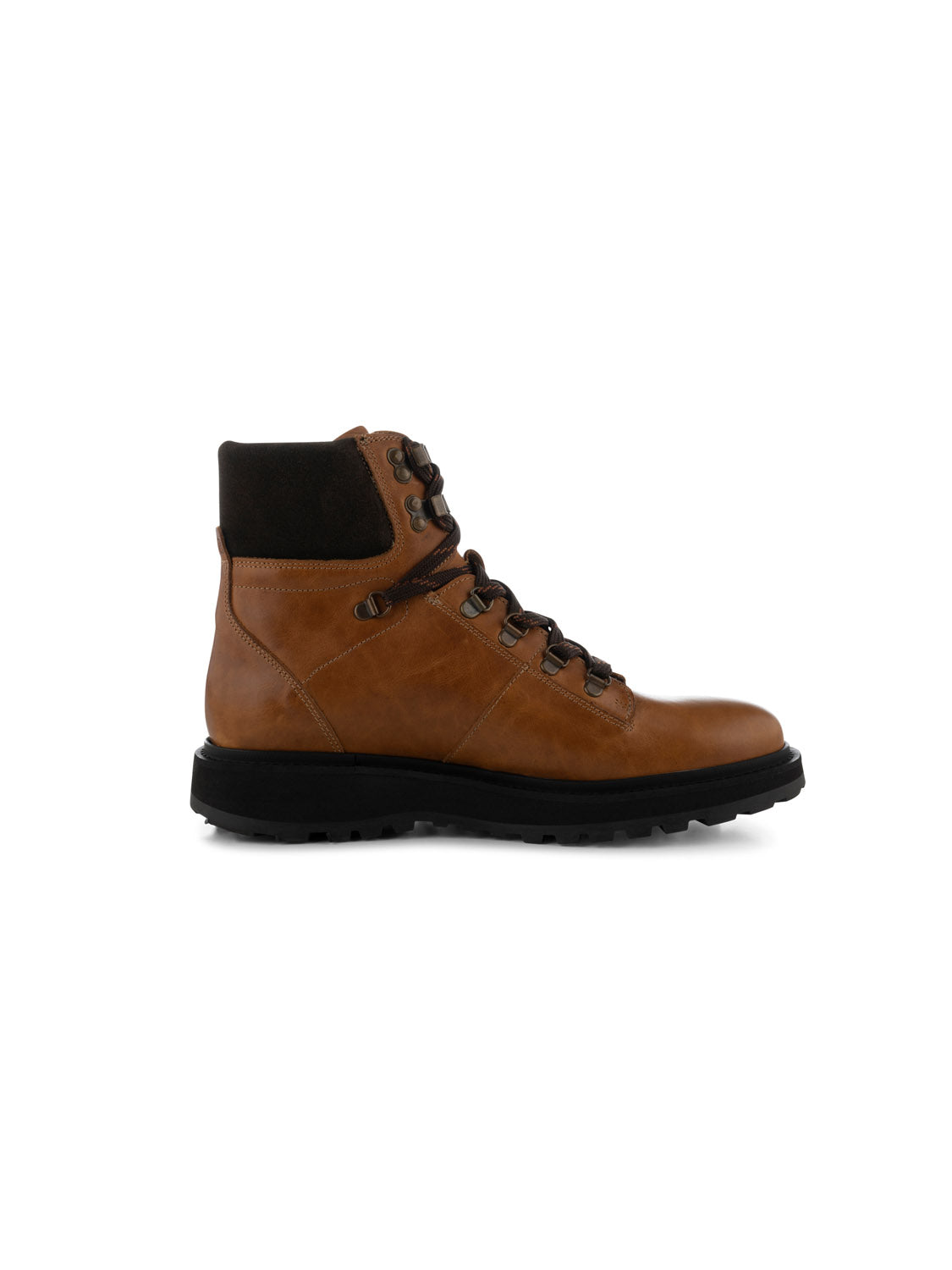 The Kite Hiker Warm Hiking Inspired Boot by Shoe The Bear is made of brown LWG-waxed leather and features black laces, a padded ankle collar, and a black winter-ready sole with sturdy tread, perfect for your next adventure.