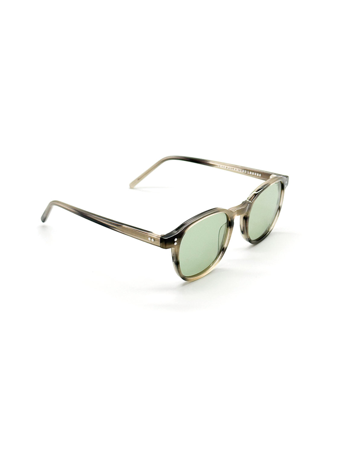 The A144C36LG ID Polarized Sunglasses by ID Menswear feature green-tinted round lenses and ombre brown-to-transparent frames with UV400 protection, shown on a white background.