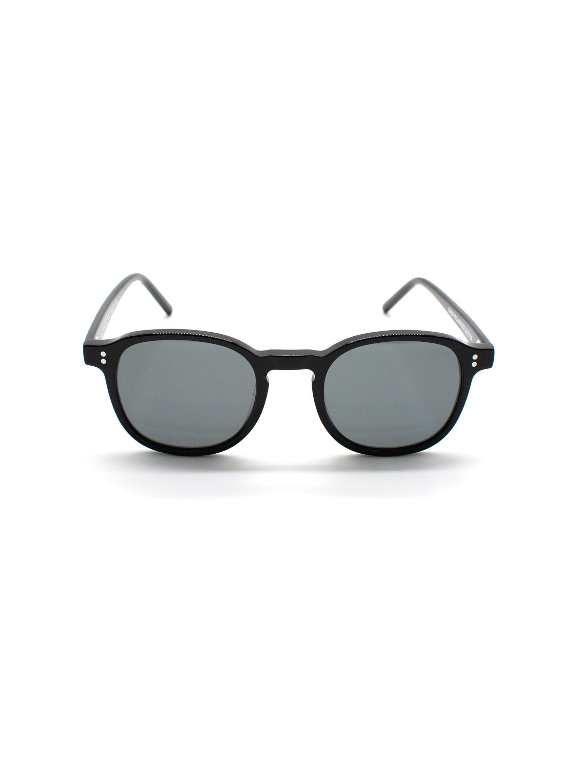 The A144C1G ID Polarized Sunglasses by ID Menswear feature black frames and round, dark-tinted CR39 polarized lenses, displayed against a plain white background.
