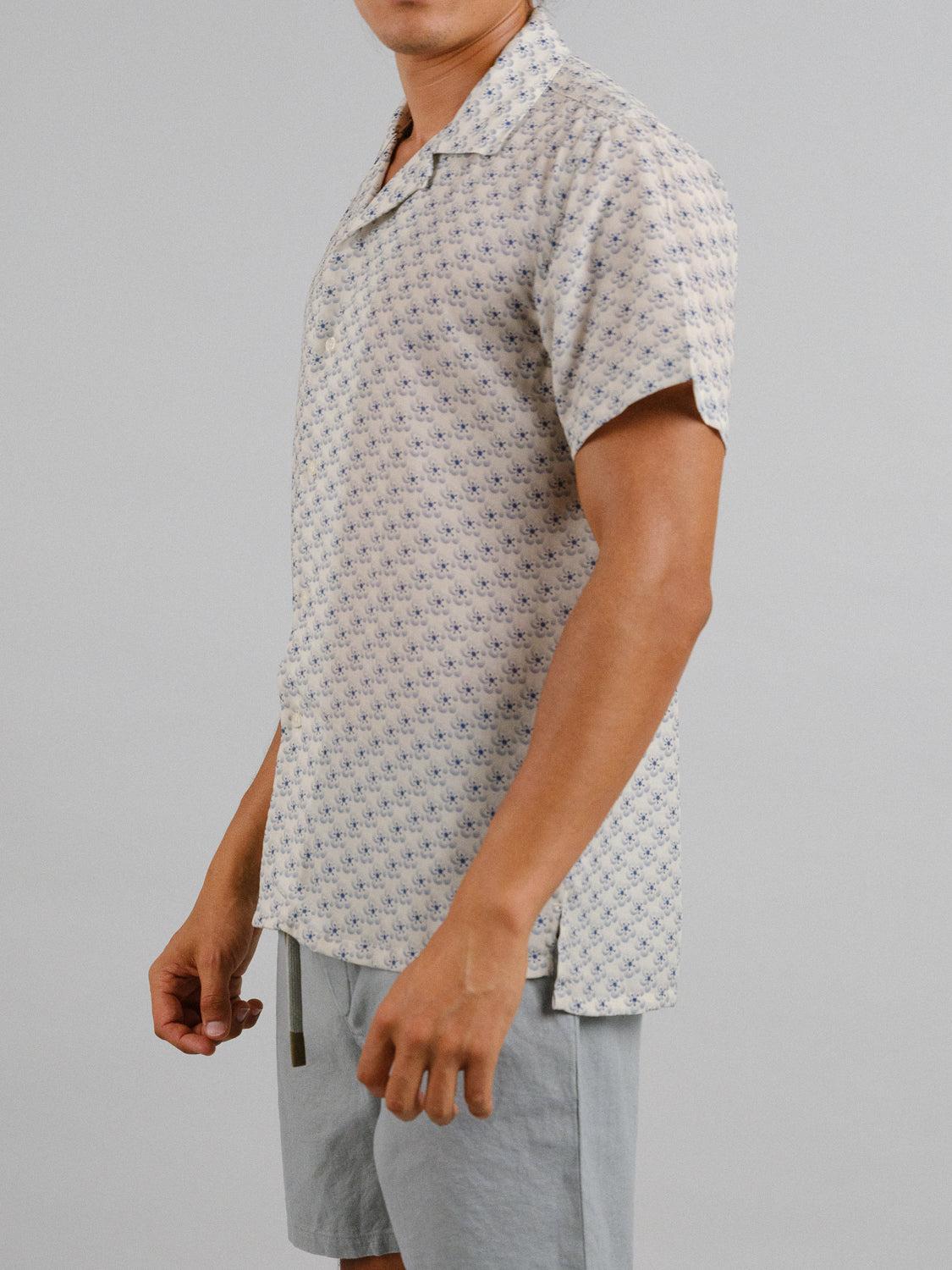 Sasa Camp Collar Printed Tencel Linen Shirt