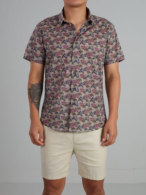 Wildflower - Short sleeve wildflower printed cotton shirt