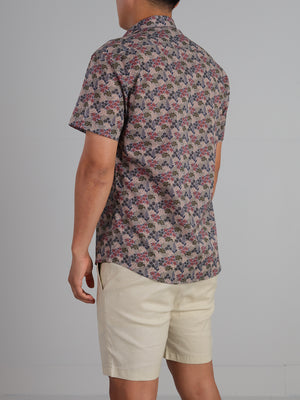 Wildflower - Short sleeve wildflower printed cotton shirt