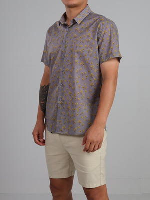 Pansies - Short sleeve 100% cotton printed shirt
