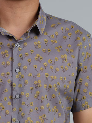 Pansies - Short sleeve 100% cotton printed shirt