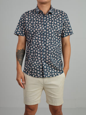 Yamata - Short sleeve 100% cotton printed shirt