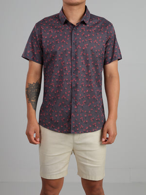 Pansies - Short sleeve 100% cotton printed shirt