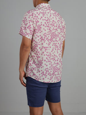 Forgetmenot - Short sleeve printed rayon shirt