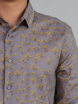 Yellow pansies - Long sleeve 100% cotton printed shirt
