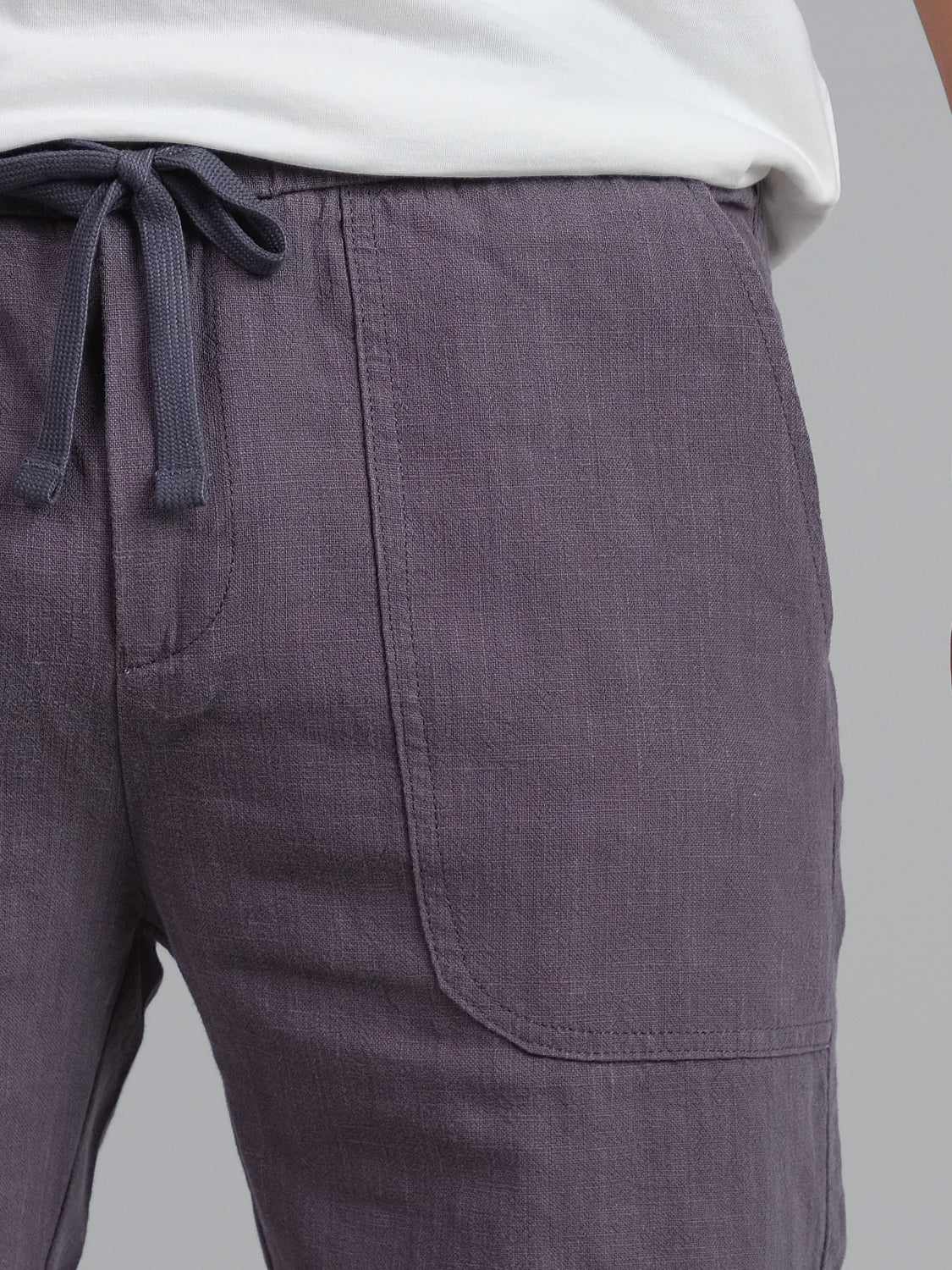 Marine Linen Blend Drawstring Shorts