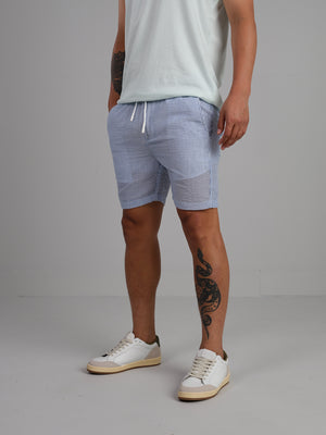 Topdraw - Seersucker drawstring shorts