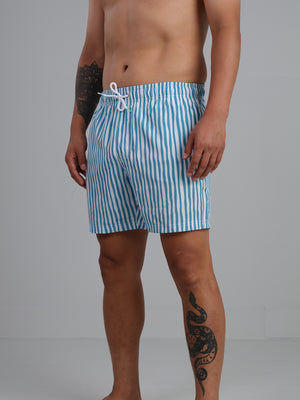 Aqua Lines - Striped swim trunk with fast dry and stretch