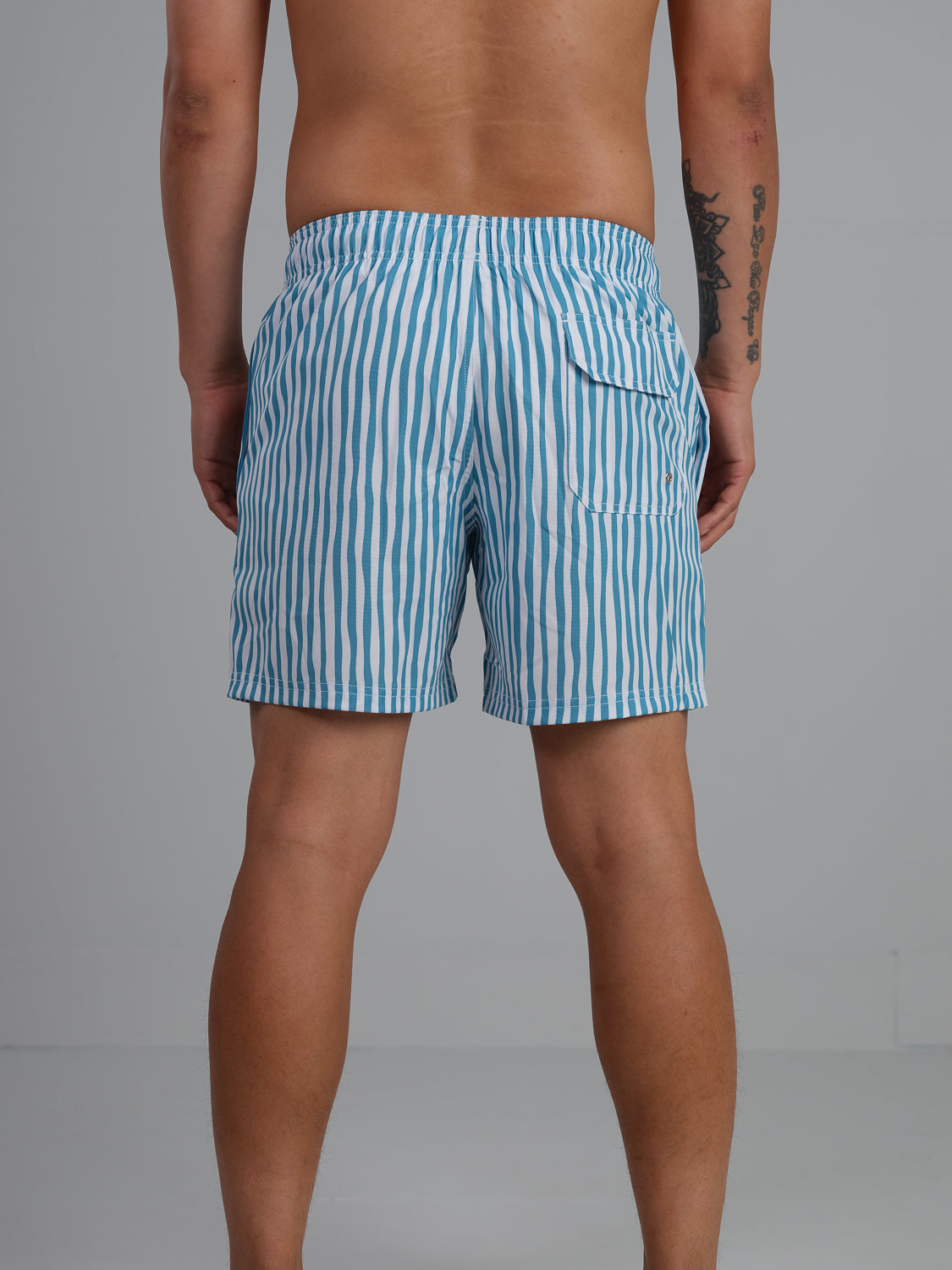 Aqua Lines Striped Swim Trunk with Fast Dry and Stretch