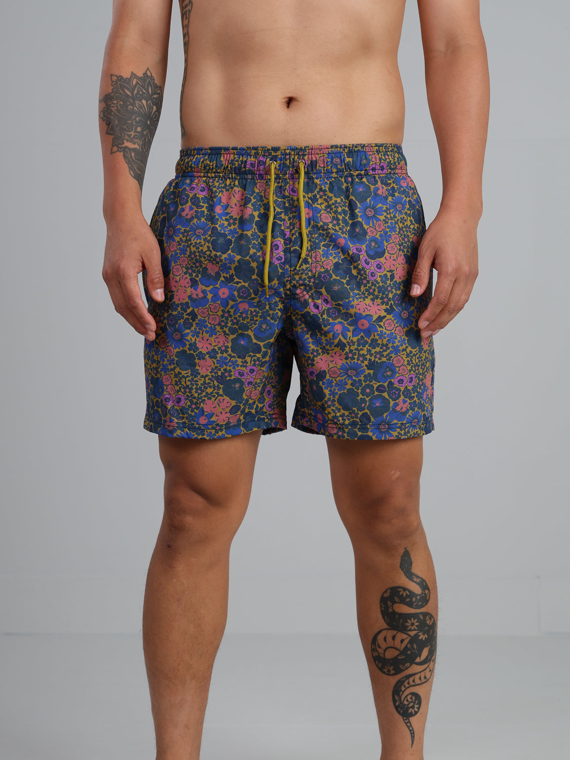 Meadow Floral Printed Swim Trunk with Fast Dry and Stretch