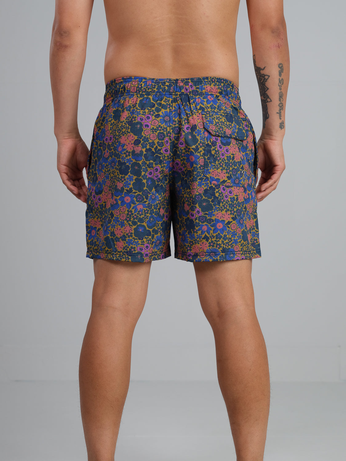 Meadow Floral Printed Swim Trunk with Fast Dry and Stretch