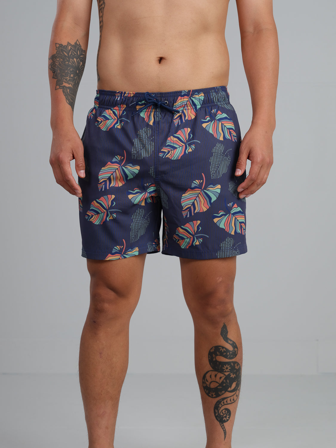 Palm Printed Swim Trunk with Fast Dry and Stretch