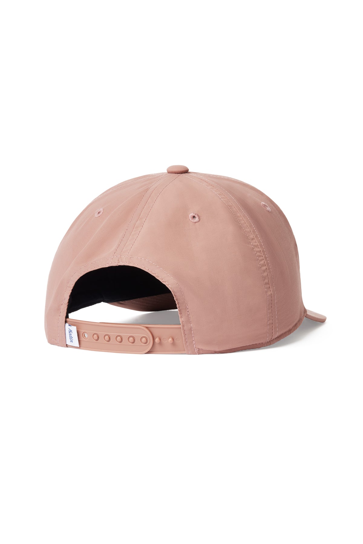 The Katin Easy Palm Hat in light pink is shown from the back, highlighting its adjustable snapback closure, visible stitching, and signature Katin embroidery.