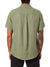 A person with a tattoo sleeve is seen from the back wearing the Katin Alan Solid Shirt by Katin in light olive green. This relaxed-fit, short-sleeve button-up features a center pleat and is paired with black pants for versatile style.