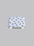 A folded light blue Bombay Pocket Square by ID Menswear, featuring a blue and black paisley pattern, handmade in Brooklyn from 100% cotton, is displayed against a gray background with the label POCKET SQUARE below.