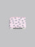 The Bombay Pocket Square by ID Menswear, handmade in Brooklyn from 100% cotton, features a folded pink design with a blue paisley pattern. It’s shown on a gray background, partially wrapped in packaging labeled POCKET SQUARE.