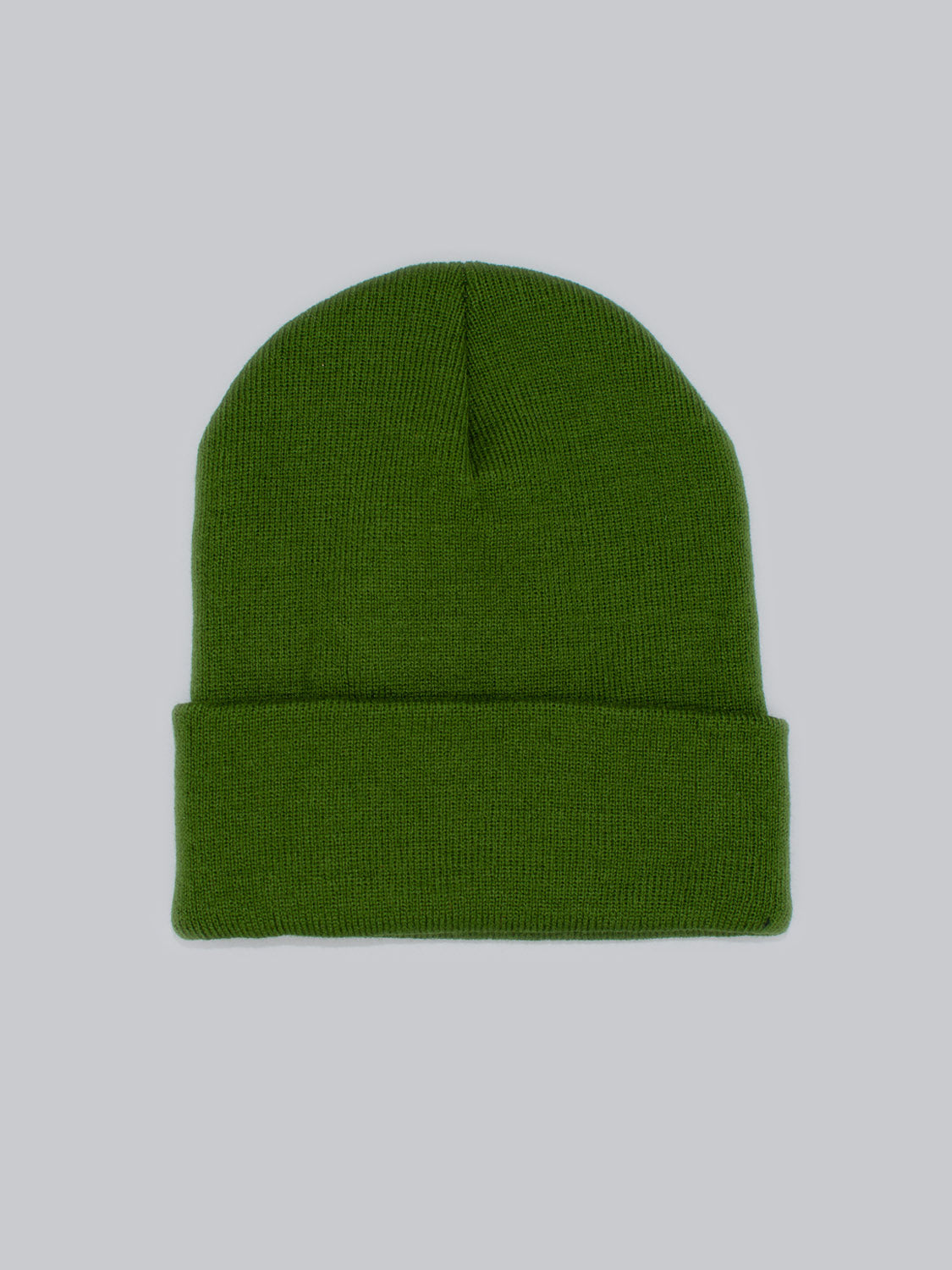 ID Menswears Bronx Acrylic Beanie is crafted from a soft acrylic blend with a stretchable design and folded cuff. Its vibrant green hue pops against a plain gray background, showcasing its versatile style.