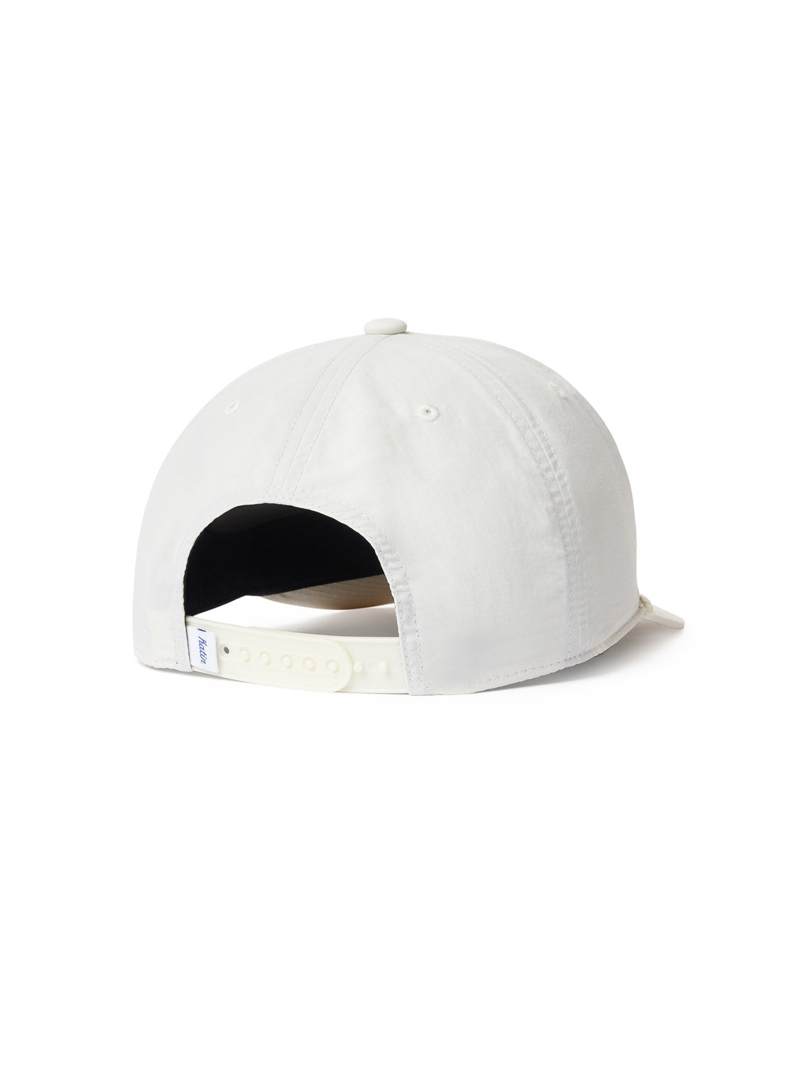 The Katin Cast Off Hat by Katin is a white 5-panel cap with a curved brim and adjustable snapback closure, shown from the back. The inside of the hat and part of the brim are also visible.
