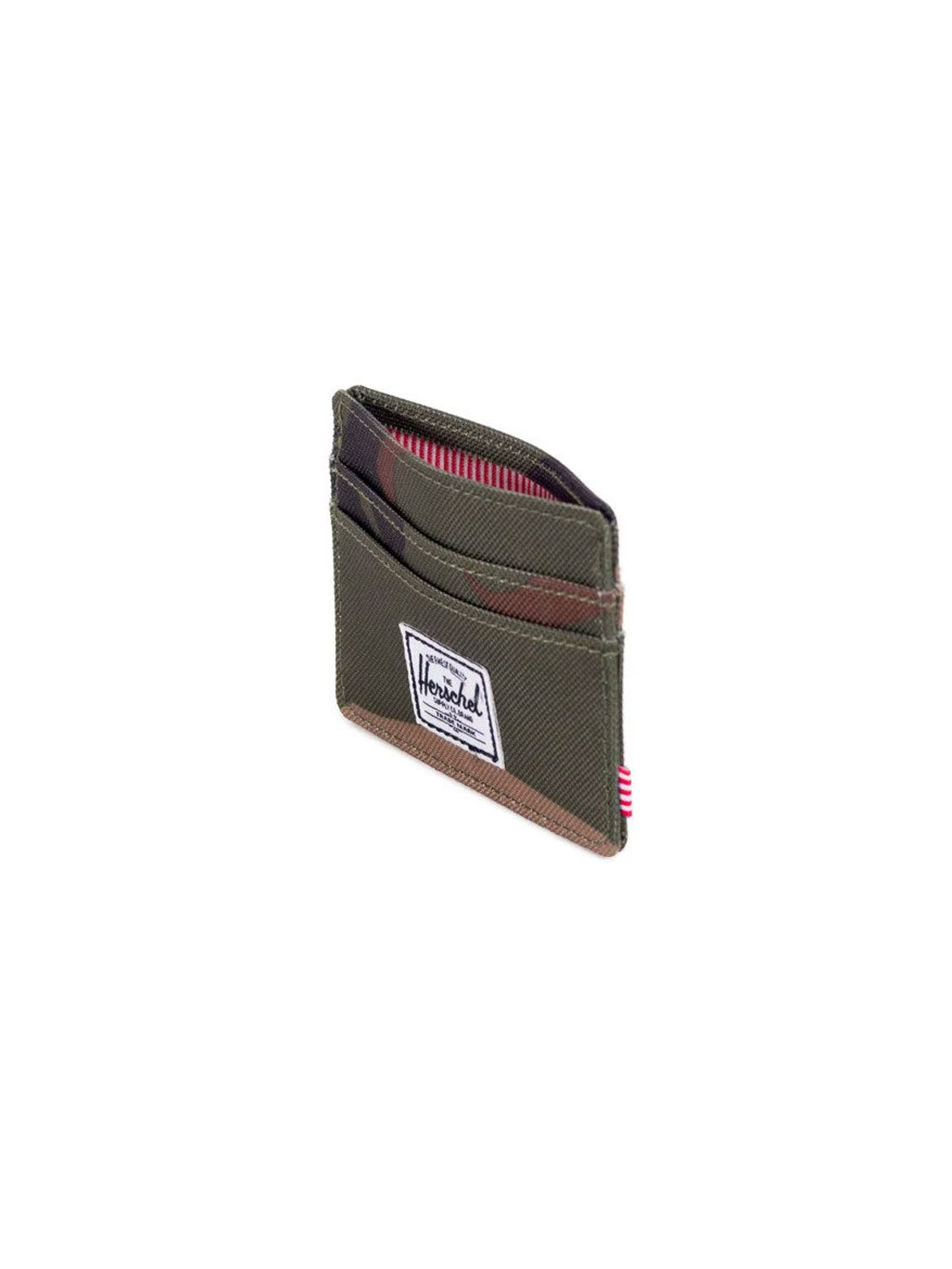 The Herschel Charlie Cardholder Wallet is a green, compact wallet with multiple card slots and a white Herschel logo patch on the front, displayed against a plain white background.