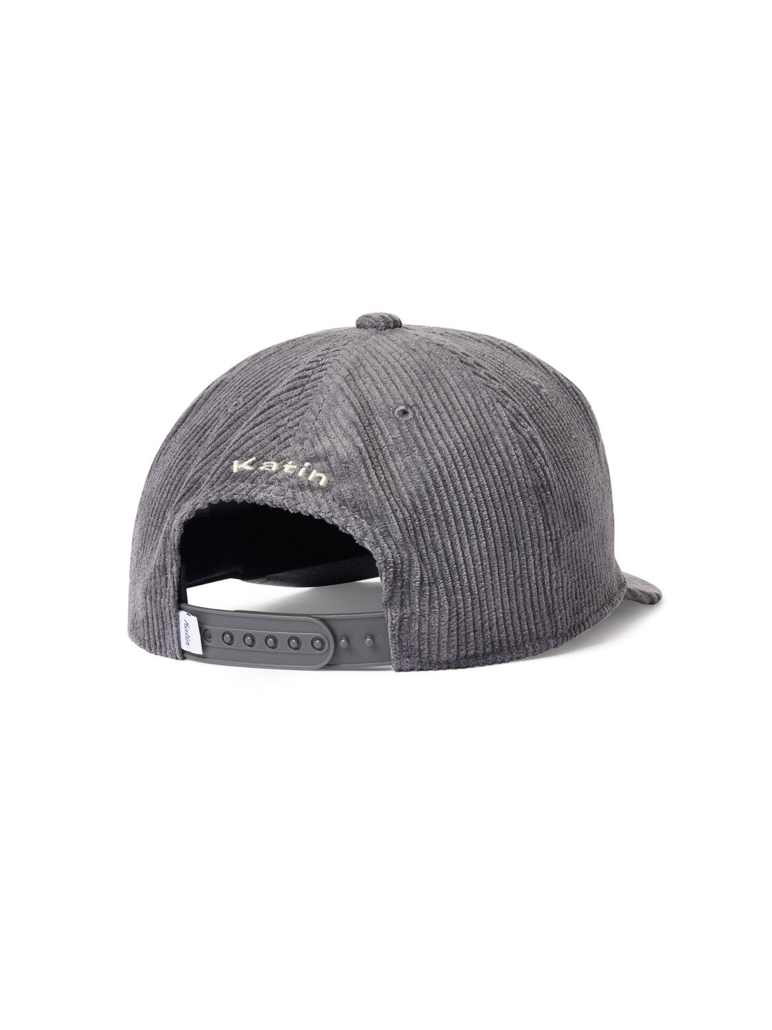 The Katin Cortex Hat is a dark gray cotton corduroy hat with an adjustable black snapback and small white Kestin embroidery above the opening—an essential piece for your Katin headwear collection.