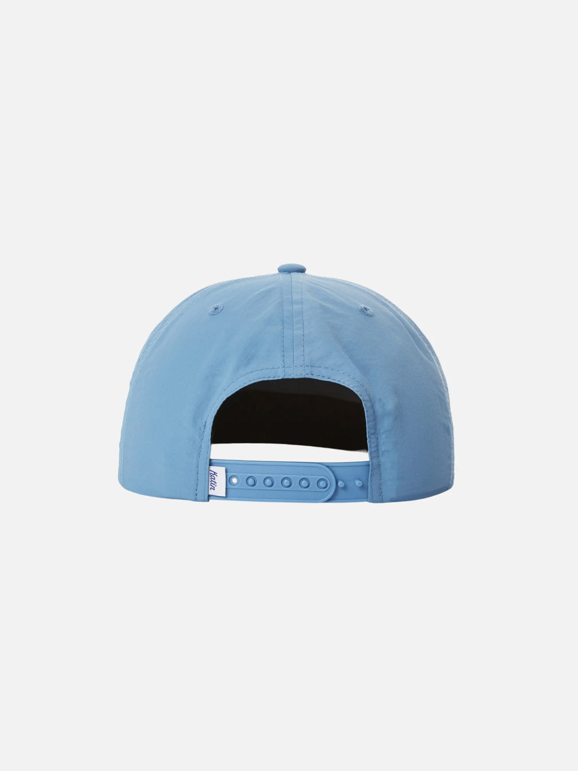 The Katin Easy Emblem Hat in light blue features a classic Katin style with an adjustable snapback for perfect sizing and potential for custom embroidery, set against a plain white background.