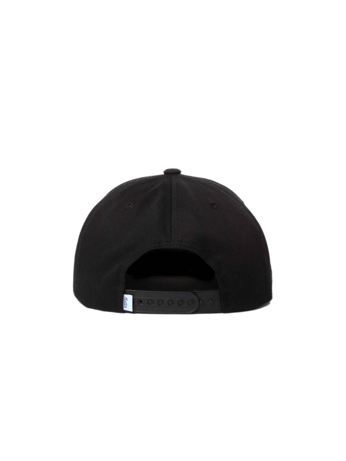 The Katin Mixer Hat is a black cotton twill baseball cap with an adjustable snapback closure, featuring a plain design without logos or patterns.