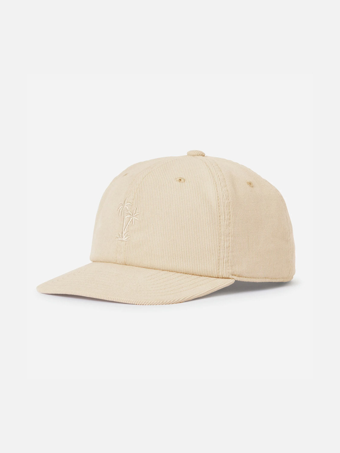 The Katin Retreat Hat is a beige corduroy cap with a flat brim, subtle front embroidery, and a snapback closure, shown on a plain white background.