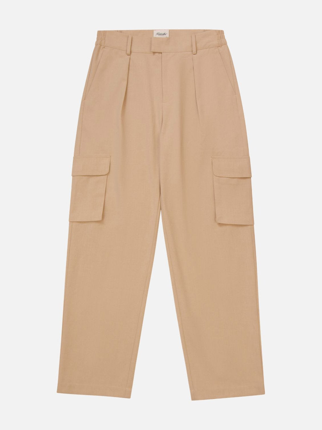 The Kuwalla Smart Cargo Pants by Kuwalla feature a high waist with belt loops and large side pockets, offering versatile style. Made from lightweight fabric, the smart-casual cargo design suits any occasion, with a tailored fit that stands out against a plain white background.