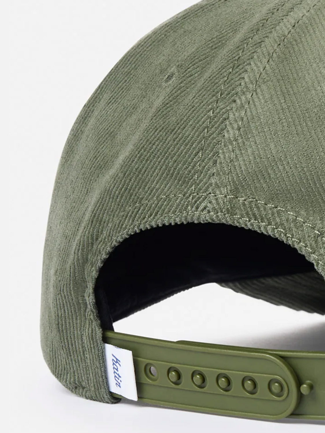 A close-up of the Katin Stroll II Hat, crafted from cotton corduroy and featuring a palm tree graphic.