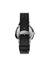 A black leather strap with a silver buckle is fastened around the back of the Timex x Peanuts® Marlin® 75th Anniversary Edition 38mm Leather Strap Watch, viewed from the rear against a plain white background.