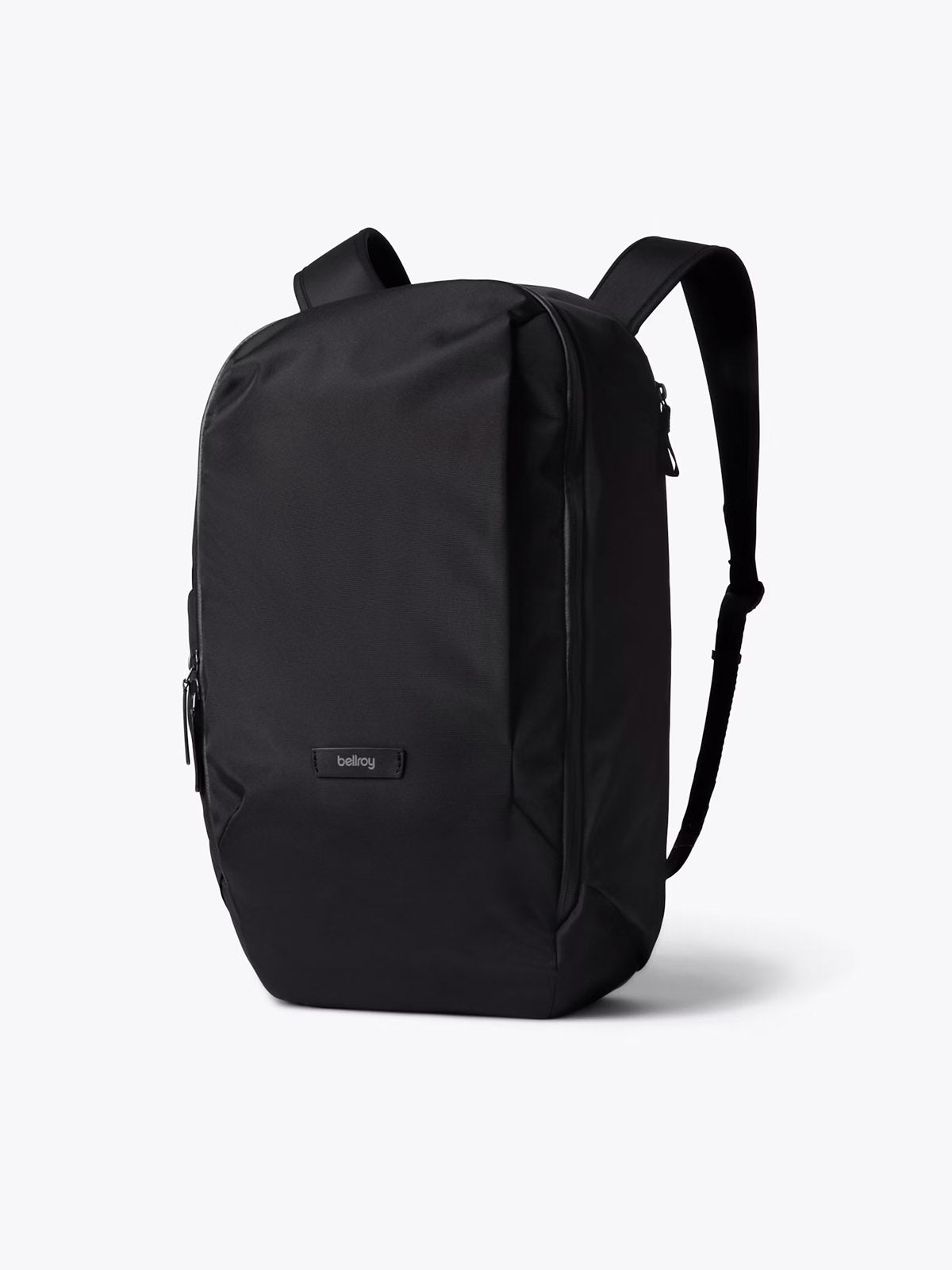 The Bellroy Transit Workpack - 20L is a sleek black backpack with a minimalist design, adjustable shoulder straps, a dedicated laptop sleeve, and a small rectangular Bellroy logo on the front, shown against a plain light background.