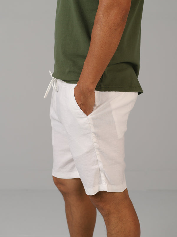 Linen-Blend Drawstring Shorts