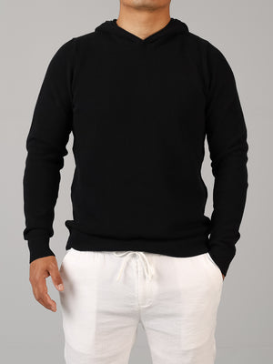 Form-fitting knitted cotton hoodie